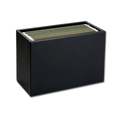 Dacasso Classic Black Leather Hanging File Folder Box