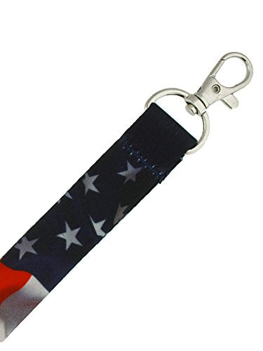 PinMart Veteran Military Patriotic American Flag Lanyard w/Safety Release - 25 Pack