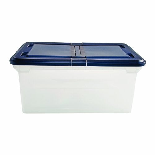 Advantus Extra Capacity 23-Inch File Tote, Letter Size, Clear Base/Navy Lid, Case of 4 (55797CT)