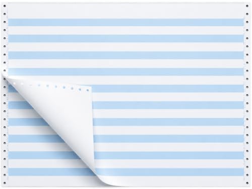 BIZTEK Continuous Computer Paper, 14 7/8 x 11, 1-Part, 92 Bright, 20 lb, 1/2" Blue Bar | 2,700 Sheet Carton