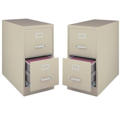 Hirsh Industries Value Pack (Set of 2) 25" Deep 2 Drawer Vertical Letter File Cabinet in Putty