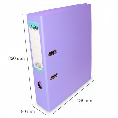 Booghe A4 Lever Arch File with Protector – Single, 4 or 10 Pack – Sky Blue, Pink, Lavender, Aqua – Heavy Duty Office Filing & School Binders (10, Lavender)
