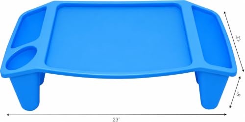 Basicwise 2-Pack Blue Activity Desk Tables with Cup Holders & Storage