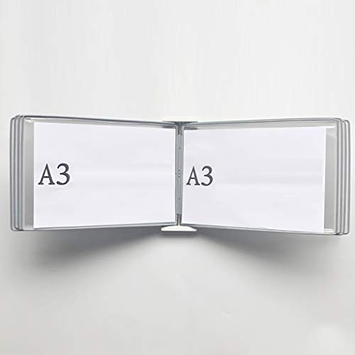 KGDJBGSE Wall Mounted File Holder Folder, A3 Poster Flip Book Display, Hanging Organizer 45x33x10CM 10 Pages 20 Pockets(N)
