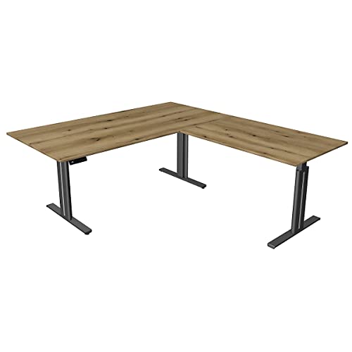 Kerkmann Move.3 Corner Desk | Electric Height Adjustable | Anthracite Frame | H x W x D 720-1200 x 2000 x 1000 mm | Oak | Standing & Sitting Table | Office Work Table
