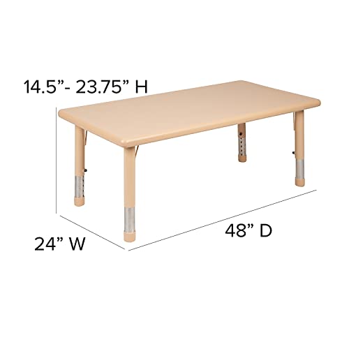 Flash Furniture 48x24 in Plastic Rectangular Activity Table, Natural