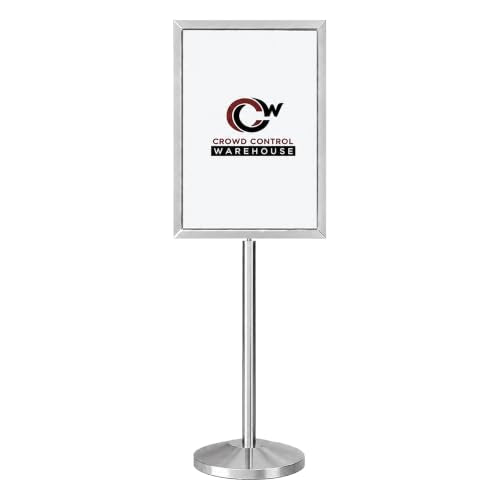 CCW 22 X 28" Vertical Pedestal Floor Sign Holder, Polished Stainless Steel