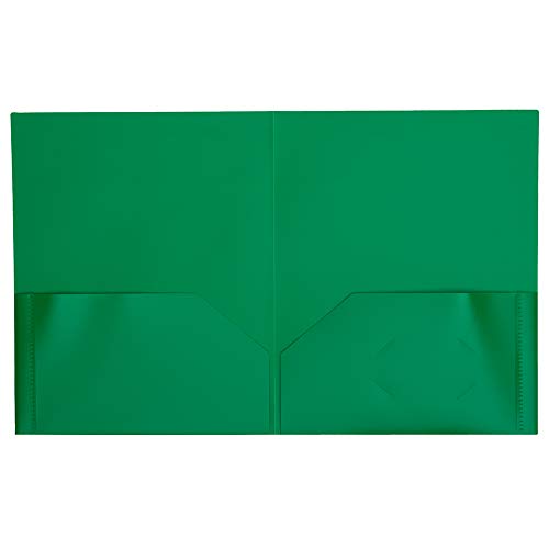 JAM PAPER Plastic 2 Pocket POP Folders - Durable School Folders - Green - Bulk 96/Pack