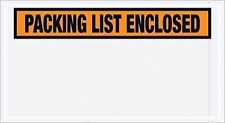 Packing List Envelope, 5 1/2 x 10-Inch, Orange Panel Face, 1000/Pack