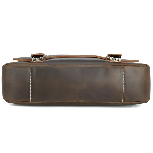 Polare Vintage Full Grain Leather Tote Briefcase 16" Laptop Messenger Bag