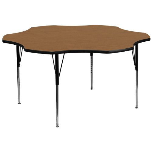 Flash Furniture Wren 60'' Flower Oak Thermal Laminate Activity Table - Standard Height Adjustable Legs