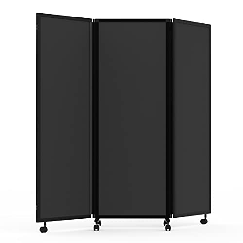 Stand Up Desk Store ReFocus Three-Panel Trifold Acoustic Fabric Room Divider Partition Privacy Screen (Anthracite Gray PET, 71” x 65")