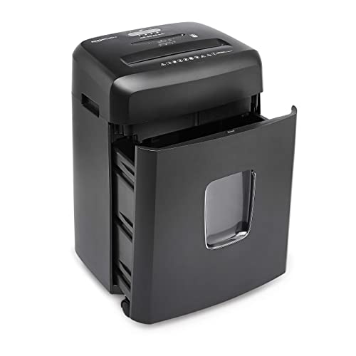 Amazon Basics 15-Sheet Cross Cut Paper Shredder for Home and Office, CD/Credit Card Shredder with 6 Gallon Wastebasket, Black