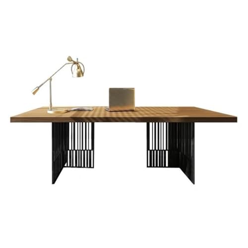 YUHUAWF Writing Desk Modern Home Office Desk, Industrial Style Executive Wooden Writing Table Workstation with Black Metal Frame Computer Desks(M)