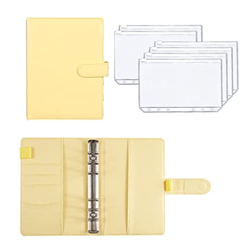 A6 Binder Budget PU Leather PlannerPockets Expense Sheets Notebook Cash Envelope Organizer System with Clear Zipper(8)