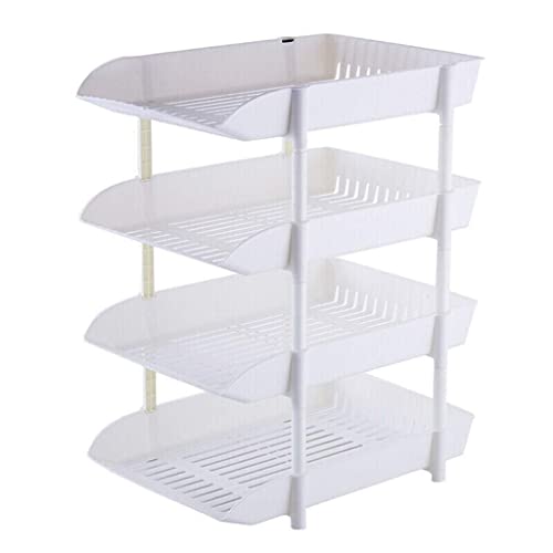 AFPSDLFJDLS 4 Tier - Plastic Desk Letter Organizer Trays, Stackable Desktop Document Paper Storage, Front Load File Holder(OneColor)