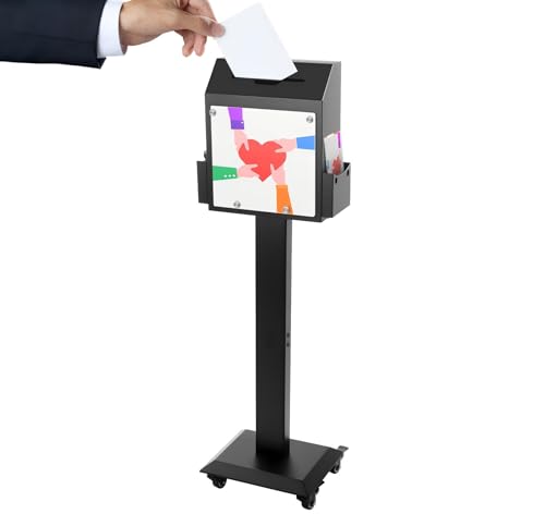 POPMOON Suggestion Box with Stand, Metal Floor Standing Donation Box