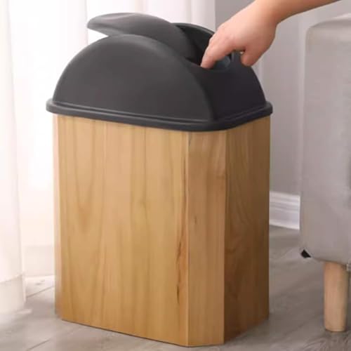 RKUVPAE Home Commercial Luxury Wastebasket Garbage Container Bin Wooden Trash Can with Lid for Bathroom Kitchen Home Office, 48L (Size:28L,Color:Walnut)