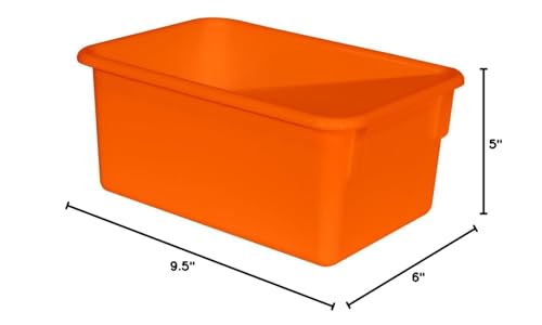 Wood Designs Cubby Storage Bin, Heavy Duty Plastic Containers for Kids Orange Cubby Tray Set of 12