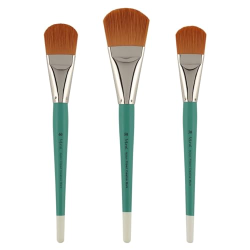 Creative Mark Art Supplies Large Mural Synthetic Golden Taklon Paint Brush - Filbert #30, 40, 50 - Artist Supplies for Acrylics, Watercolors, and Oils - Durable, Resilient, Seamless Ferrules