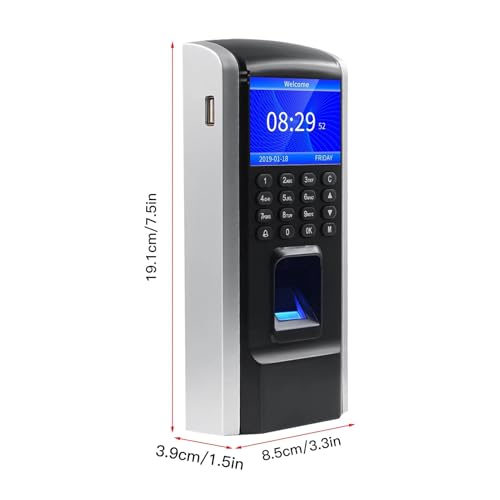 ZQFEE Time Clock, Fingerprint Access Control Time Attendance Machine Biometric Time Clock Checking-in Recorder Fingerprint/Password Recognition