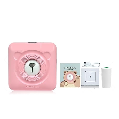 MKJGGII Red Portable Thermal Photo Printer Wireless Mini Pocket Pictures Label Sticker Printing 58mm(304dpi Pink Printer)