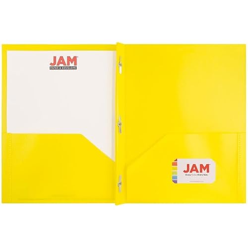 JAM PAPER Plastic 2 Pocket POP Folders - Durable School Folders with Metal Prongs Fastener Clasps - Assorted Fashion Colors - Bulk 48 Folders/Box (8 Assorted Packs of 6)