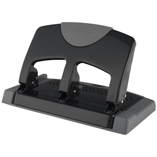 Swingline 3 Hole Punch, 45 Sheet Capacity Three Hole Puncher 3 Ring, Paper Punch, SmartTouch Low Effort, Black & Silver (74136)