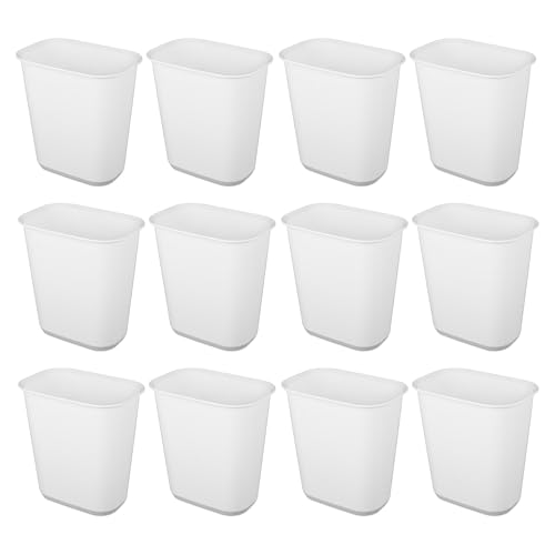 Sterilite Rectangular Wastebasket 5.5 Gallon, White, 12 Pack