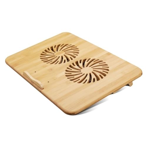 tanyunji001 Laptop Stand, Bamboo Laptop Stand with Dual Fan & 2 USB Ports, Cooling Notebook Holder,Office Desk Accessories(38cm)