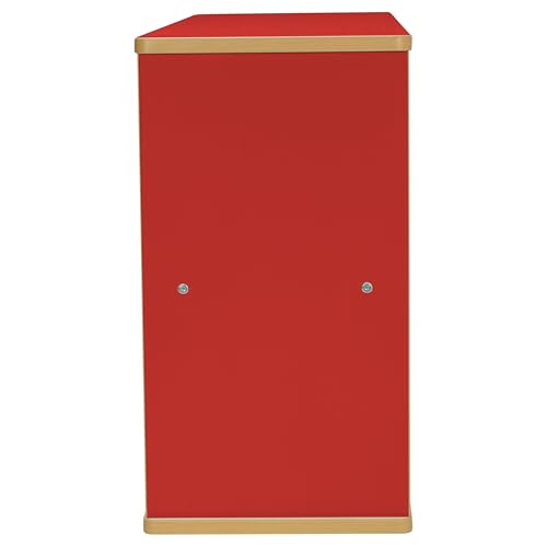 FDP Laminate 5-Compartment Storage Cabinet 24 inch Height Organize Books, Toys, Games, Art Supplies, Durable, Sturdy Furniture for Home, Daycare, Preschool, Classroom - Almond/Red, 13886-ALRD