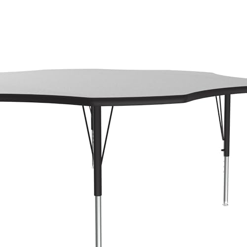 Correll 60" Flower Melamine Classroom Activity Table, Gray Granite/Black