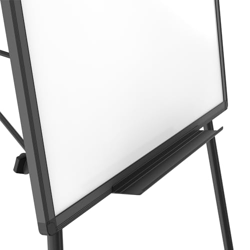 VIZ-PRO Magnetic Whiteboard Easel Black, 36"x24", Portable Dry Erase Board