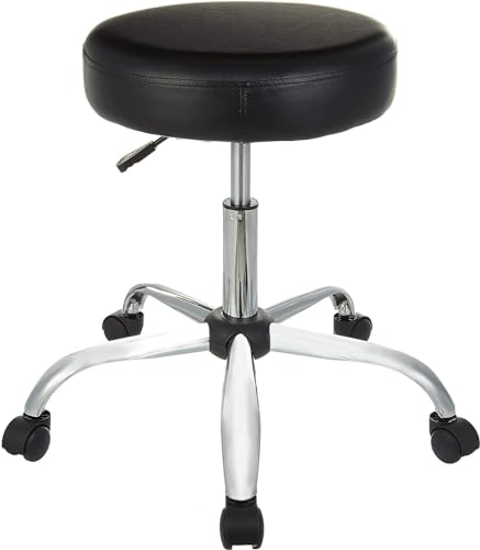 Amazon Basics Drafting Spa Bar Stool with Wheels, Height Adjustable Swivel Seat, Easy to Move, Black, 22.05" x 22.83" x 19.88"