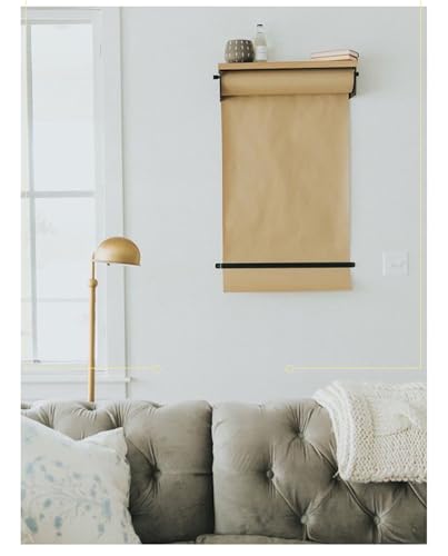 KOMFGT Wall-Mounted 39 in Kraft Paper Roll Dispenser, Butcher Paper Holder for Hanging Notepad Holder/Kitchen Decorations Rustic, Kids Drawing Papers Holder Cutter for Artwork -