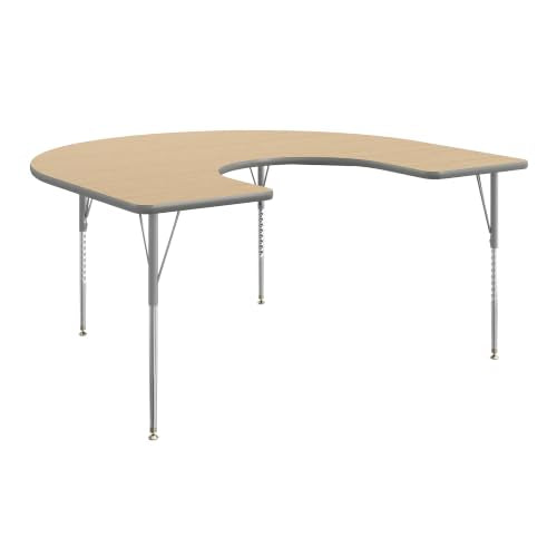 Flash Furniture 66" x 60" Horseshoe Activity Table, Light Natural, Std Legs