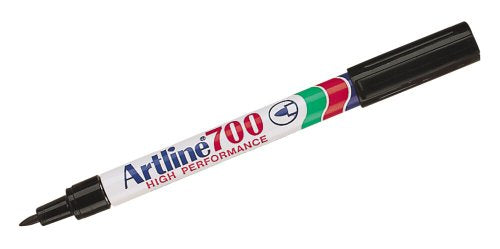 artline 700 0.7mm Fine Bullet Tip Permanent Marker - Black [Pack of 12]