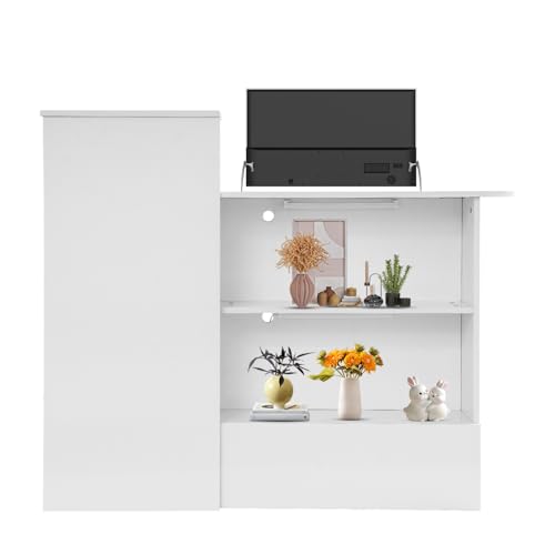 Modern Reception Desk 47", Commercial Front Counter with Locking Drawer