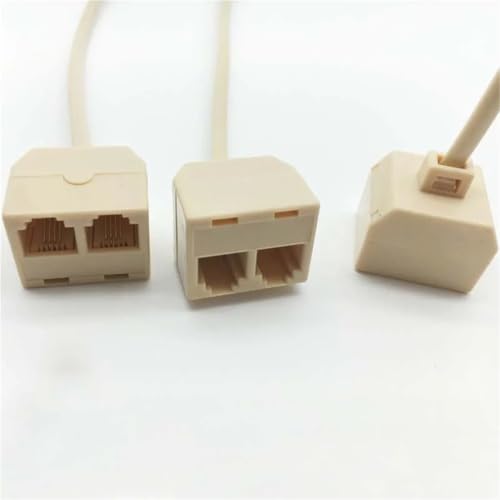 QEJWWGFI RJ11 to 6P4C Cable Converter 1 in 2 Out Wire Splitter Telephone Ethernet Cord Adapter