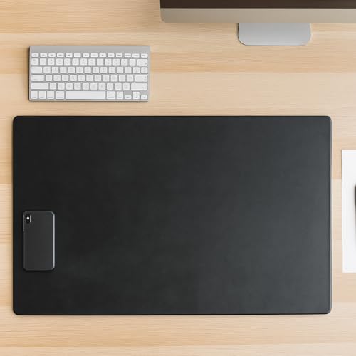 Dacasso Classic Black Leather 30" x 19" Desk Mat Without Rails