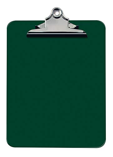Better Office Products Green Plastic Clipboards, 12 Pack, Durable, 12.5 x 9 Inch, Standard Metal Clip, Green, Set of 12
