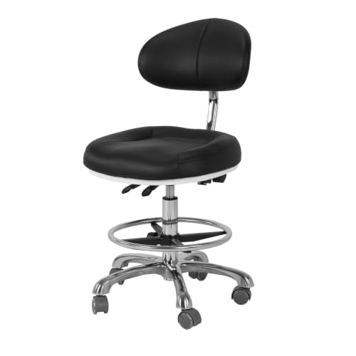 Adjustable Shop Chair with Backrest & Foot Rest for Studio/Classroom/Lab/Counter/Medical/Tattoo Ergonomic Drafting Chairs Pneumatic Esthetician Drafting Stools Load Up 350LBS Capacity