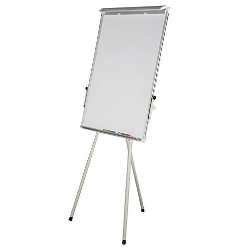 M&T Displays 23x35 Inch Adjustable Magnetic Whiteboard Flipchart Dry Erase Free Standing Write Board Paper Stand for Schools Classrooms Presentations Training Rooms Silver Aluminum
