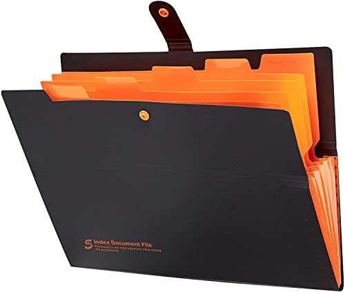 HBJWOV A4 Plastic Muilt-Colors Accordion File Folders,Expanding File Folders with 6 Pockets,with Snap Closure,for School Home Office(E)