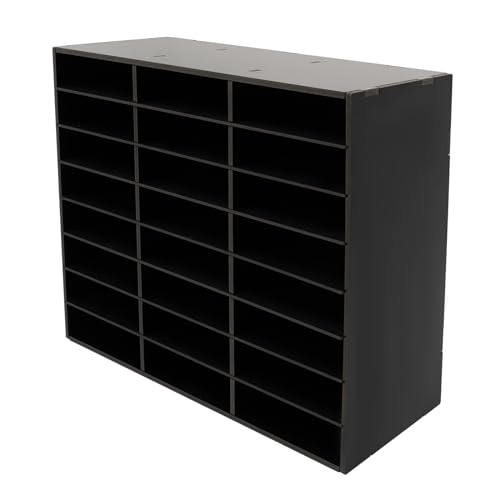 Mail Sorter Organizer Desktop File Sorter Mail Center Student Mailbox for Classroom Paper Storage Cabinet, Literature Organizer, Paper Organizer for Home School (Black, 24(8x3) Compartments)