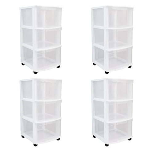 FIXED UP FINDS for Gracious Living Classic 3 Drawer Organizer Plastic Storage Cart w/ 4 Pack