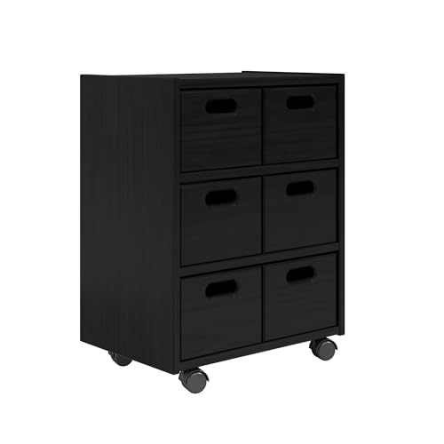 Jela Solid Wood Roll Cart Cubby (Black)