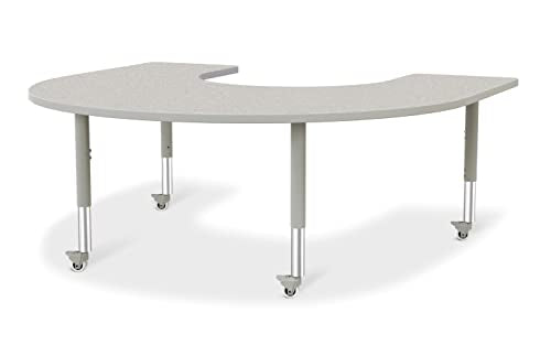 Jonti-Craft Berries 6445JCM000 Horseshoe Activity Table - 66" X 60", Mobile - Freckled Gray/Gray/Gray