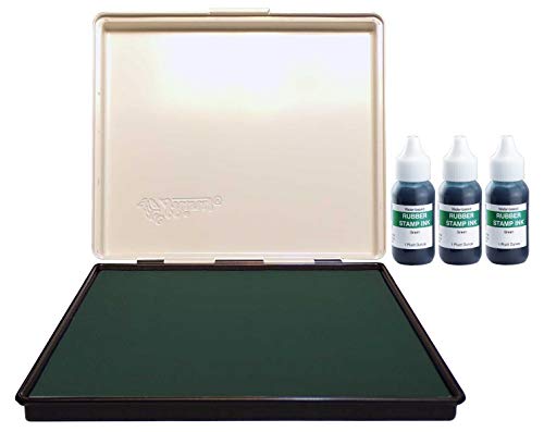 Uimprint Extra Large 8'' x 12'' Industrial Rubber Stamp Ink Pad in Metal Case, Green Stamp Pad