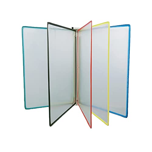 NUHSLF Wall Mount Reference Organizer - Catalog Display Rack, 5 Double-Sided Panels Wall-Mounted File Holder, A4 Folder Poster Flip Book Display, PVC+Metal Transparent Page Disp(Multicoloured)